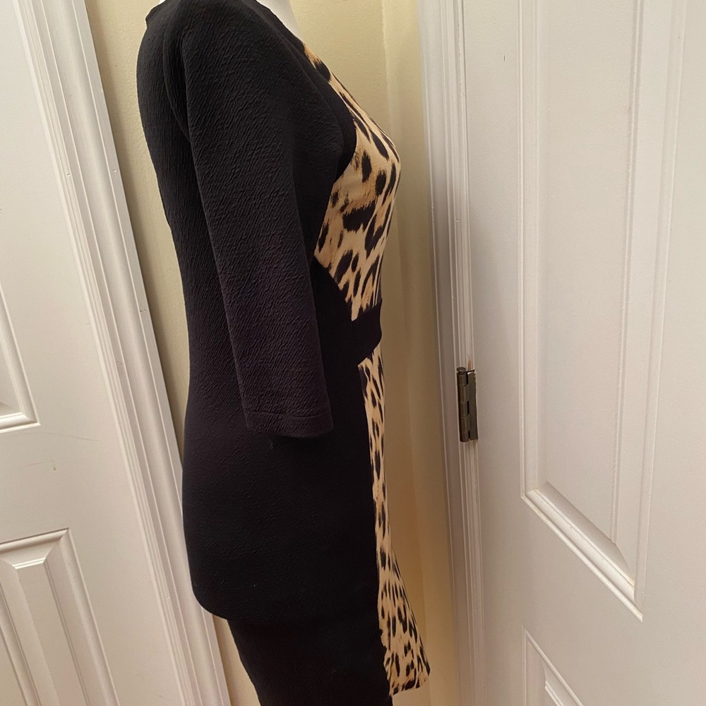 Zara W & B Collection Leopard Print Blk Dress - image 5